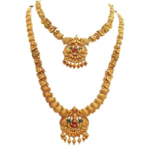Antique Gold Lakshmi Aram With Necklace Set