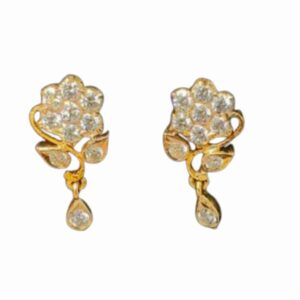 Floral Gold White Stone Drops