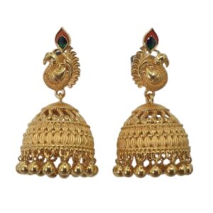 Elegant Antique Peacock Jhumki Drops