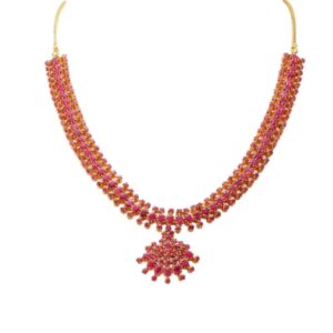 Unique Pink Stone Gold Necklace