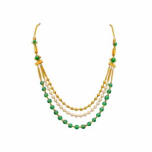 Trending Green With White Pearl Layer Necklace