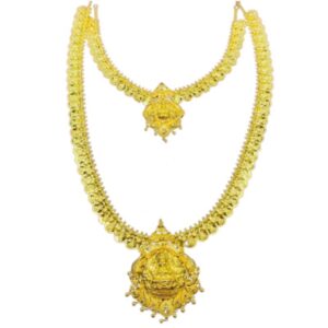 Antique Gold Lakshmi Kasu Necklace Set