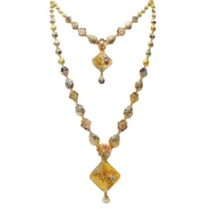 Unique Stone Plated Gold Necklace Set