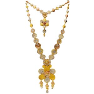 Unique Floral Design Gold Necklace Set