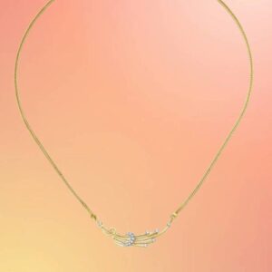 Bold Feather Diamond and Gold Necklace