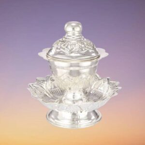 Lotus design silver kumkum chimil