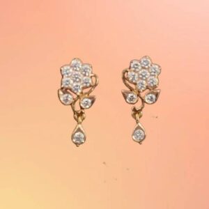 Traditional White Stones Flower Design Earrings
